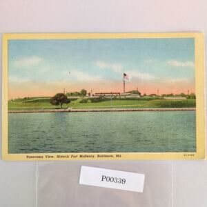 Fort McHenry Baltimore Maryland Vintage Linen Postcard 1940s Panorama View